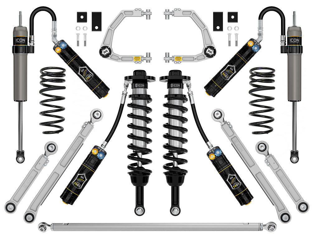 ICON Stage 11 CDXS suspension system with billet control arms and taller rear springs for Toyota Tundra
