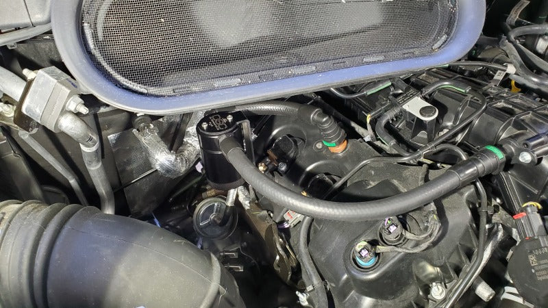 J&L 15-24 Ford Transit 150/250/350 3.5L EcoBoost Passenger Side Oil Separator 3.0 - Black Anodiz