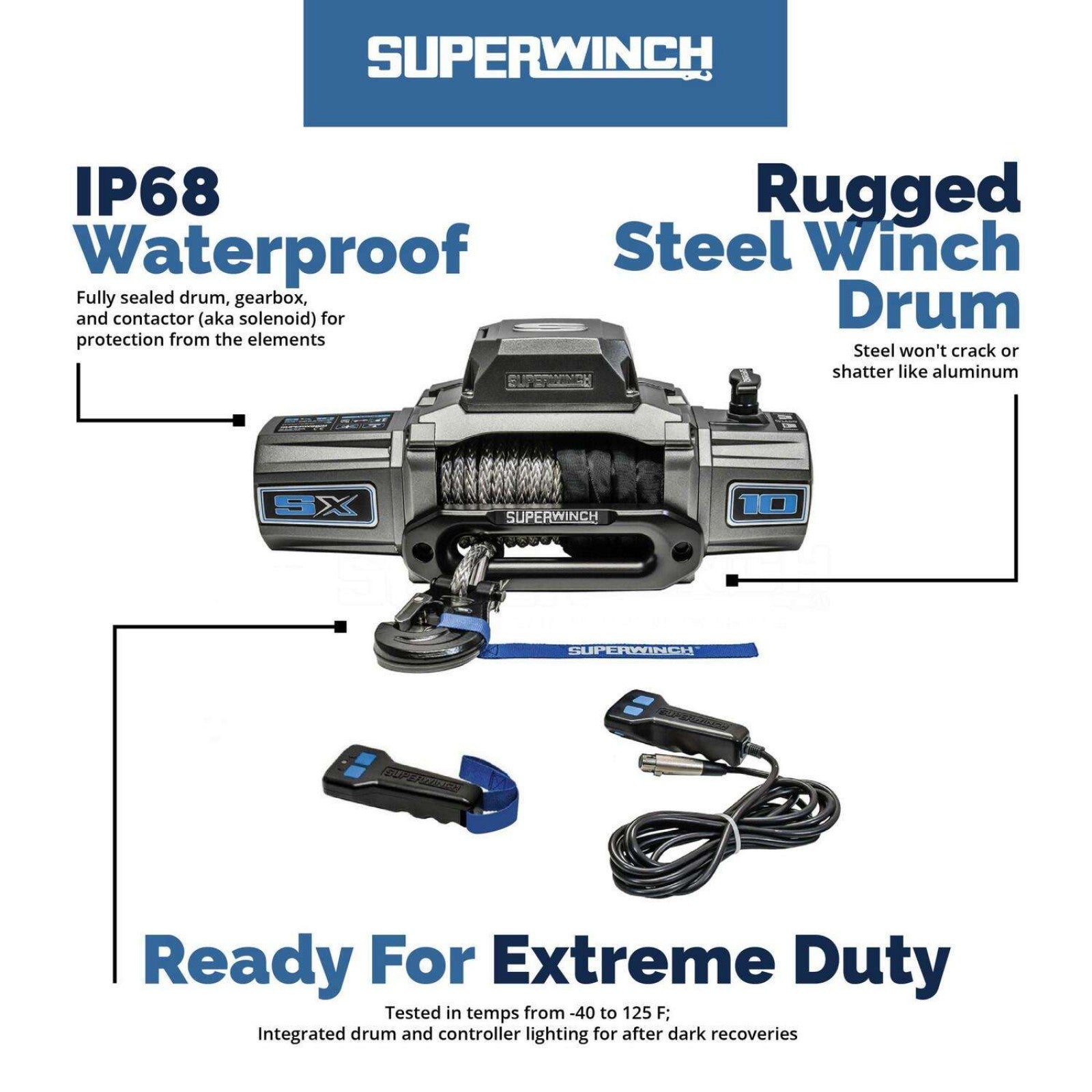 Superwinch - SX12SR Winch Graphite 12V 12000 lbs with Synthetic Rope