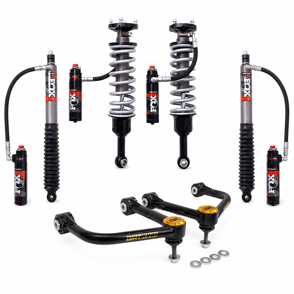 Complete FOX Performance Elite DSC EVO suspension kit with Dirt King upper control arms