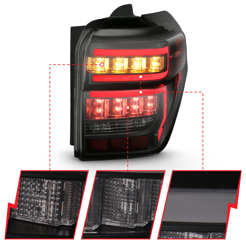 ANZO - T.L Black Housing Smoke Lens Red Light Bar W/Sequential - Toyota 4Runner 2010-2024