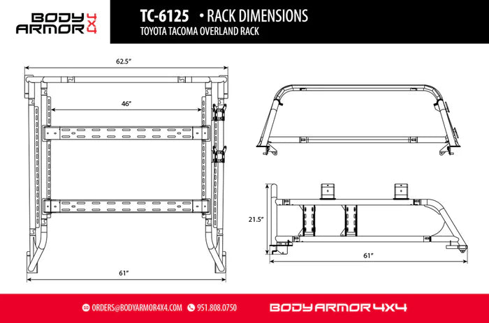 Body Armor 4x4 - OVERLAND RACK - Toyota Tacoma 2005-2023