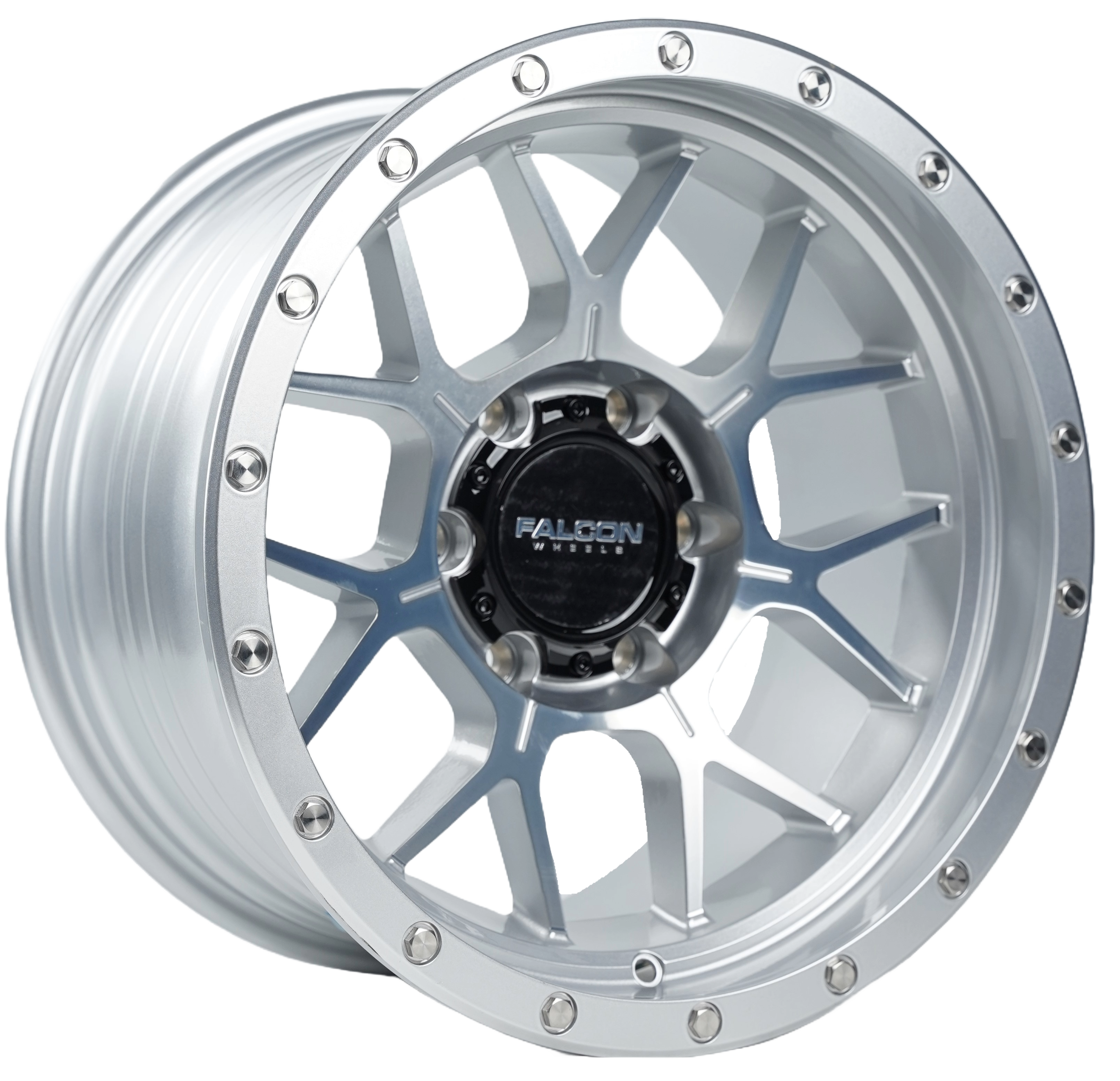 TX - Titan Silver W/ Machine Face - Premium Wheels from Falcon Off-Road Wheels - Just $310! Shop now at Falcon Off-Road Wheels 