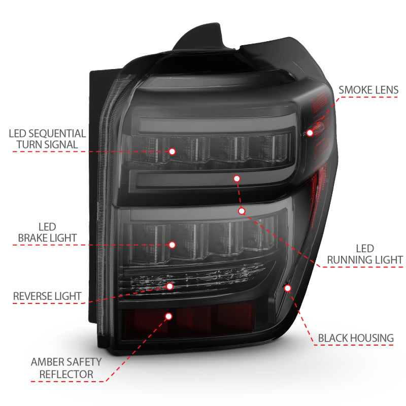 ANZO - T.L Black Housing Smoke Lens Red Light Bar W/Sequential - Toyota 4Runner 2010-2024